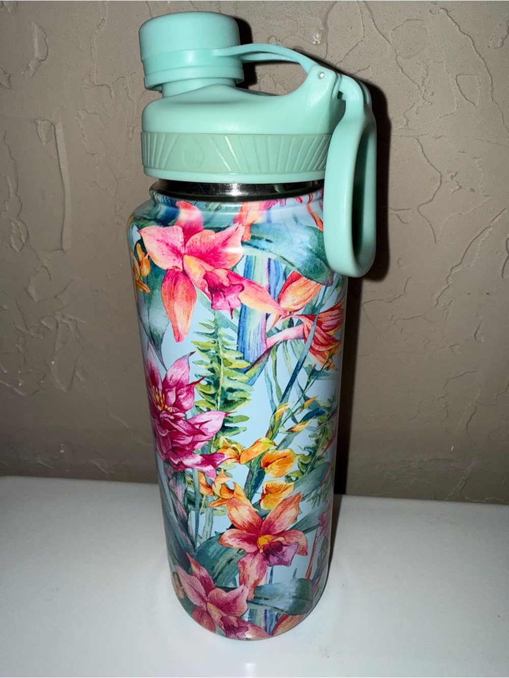TAL Mint Floral Tropical Tumbler Stainless Steel Cup 40 oz NEW Other